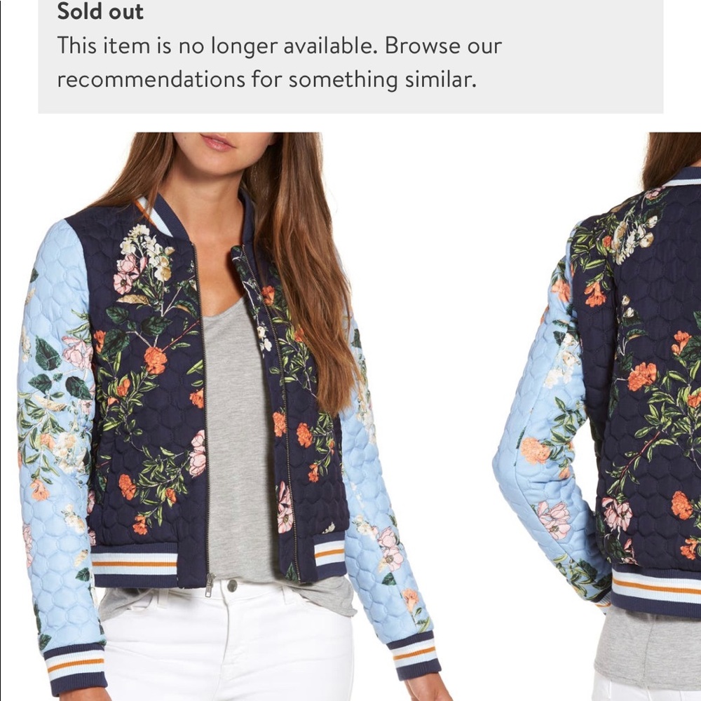 Parker Combo Floral Print Bomber, Sz. Sm